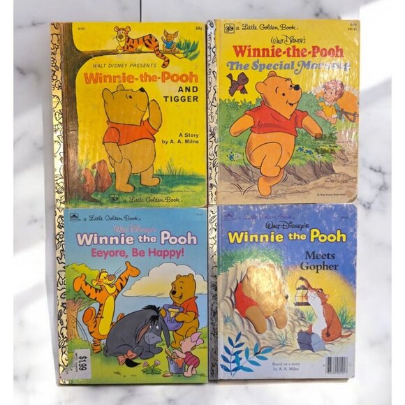 Vintage Winnie The Pooh Little Golden Books Lot of 4 Eeyore Gopher Tigger - Picture 1 of 8